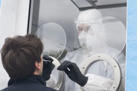 Swabbing at the COVID-19 test centre